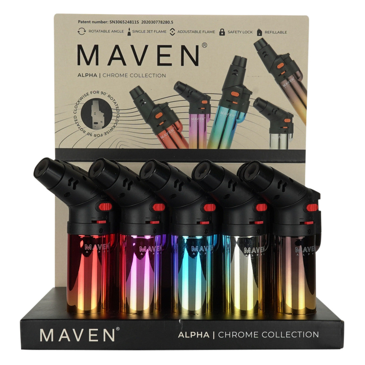 Maven Alpha Chrome Torch Lighters