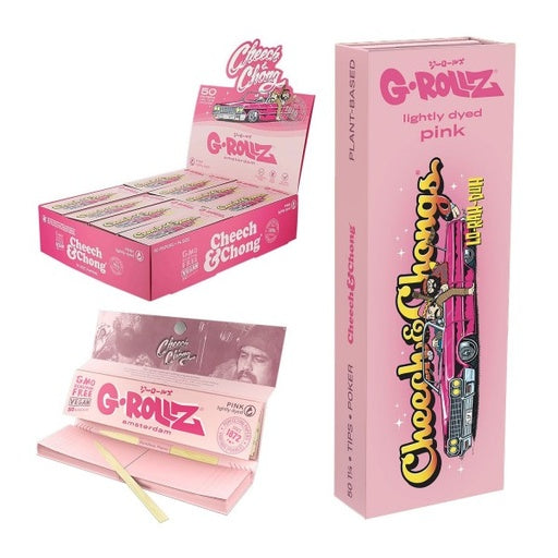 G-Rollz - "Lowrider" Pink 1 1/4 Rolling Paper + Tips