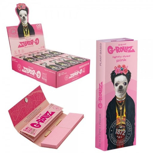 G-Rollz - "Frieda" Pink 1 1/4 Rolling Paper + Tips