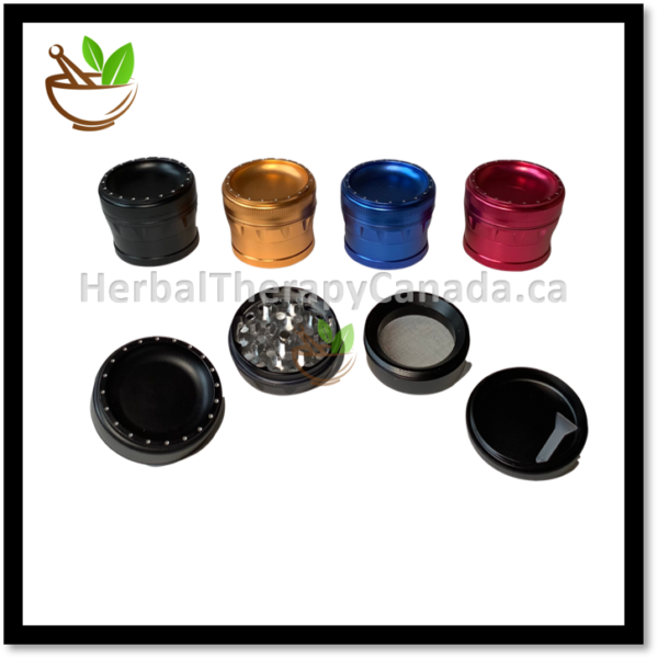 DRUM-STYLE ALUMINUM GRINDER WITH JEWEL TOP – 4 PARTS