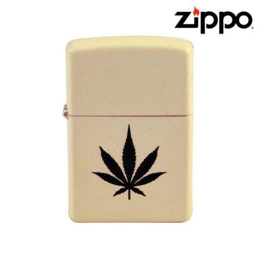 ZIPPO LIGHTER – CREAM MATTE WEED LEAF